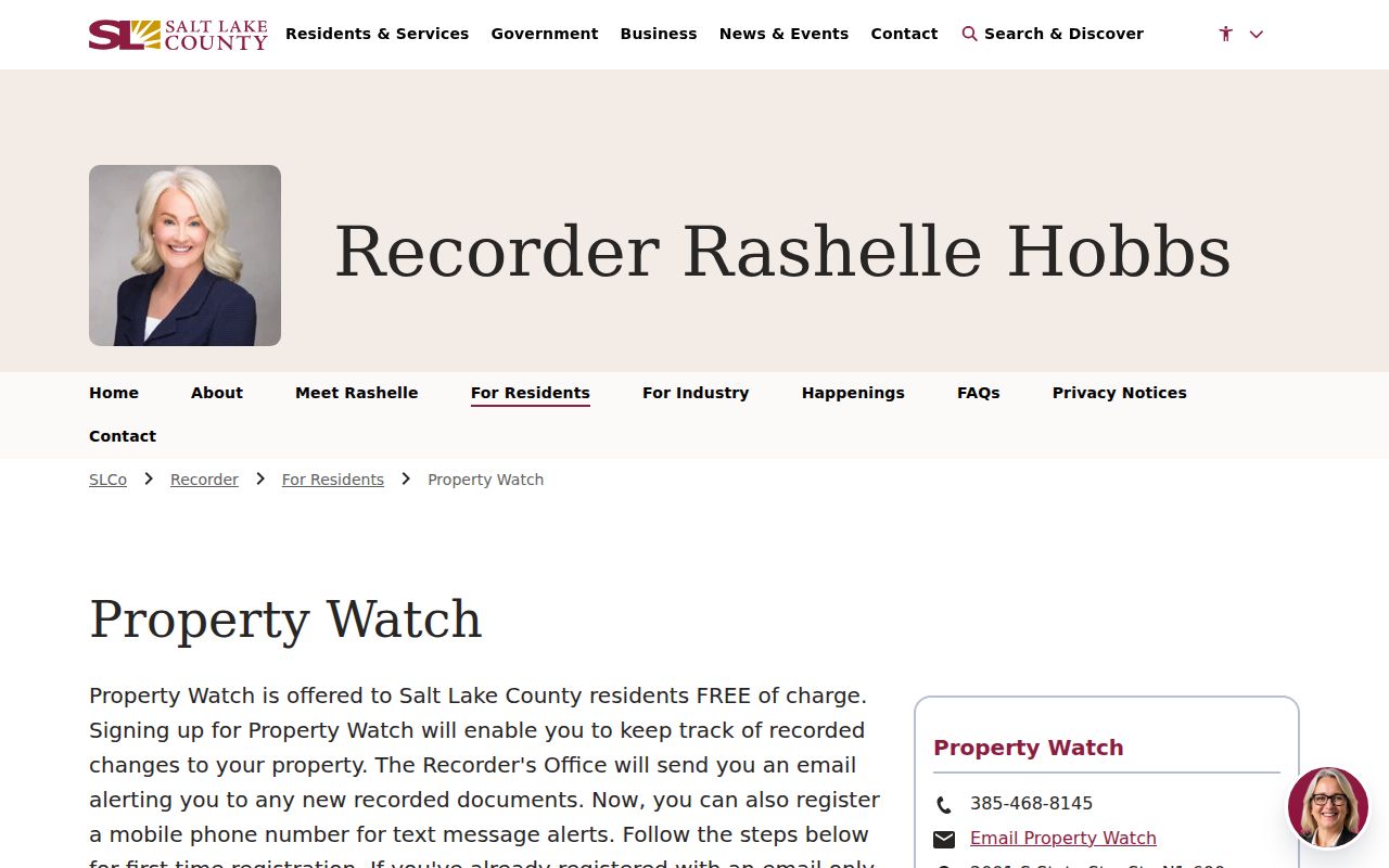 South Salt Lake people search Property Watch registration