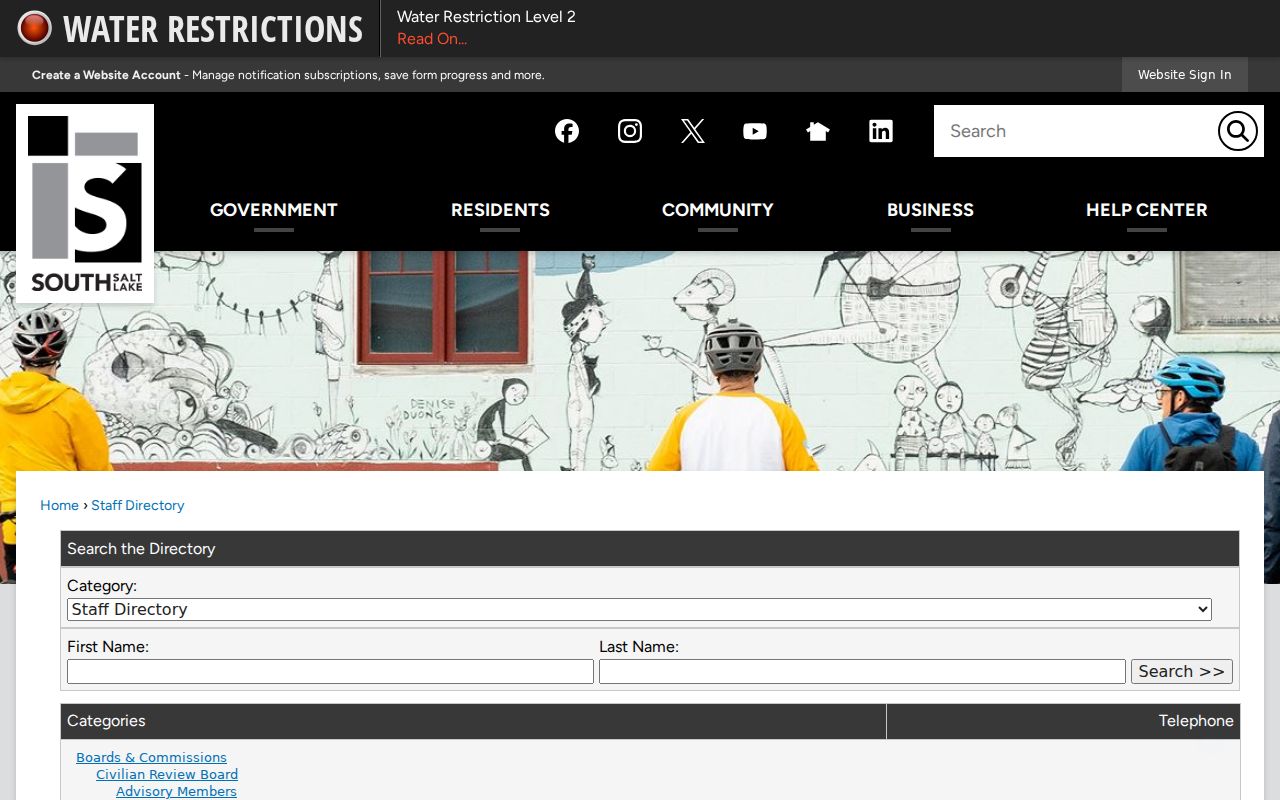 South Salt Lake people directories city staff category and name search